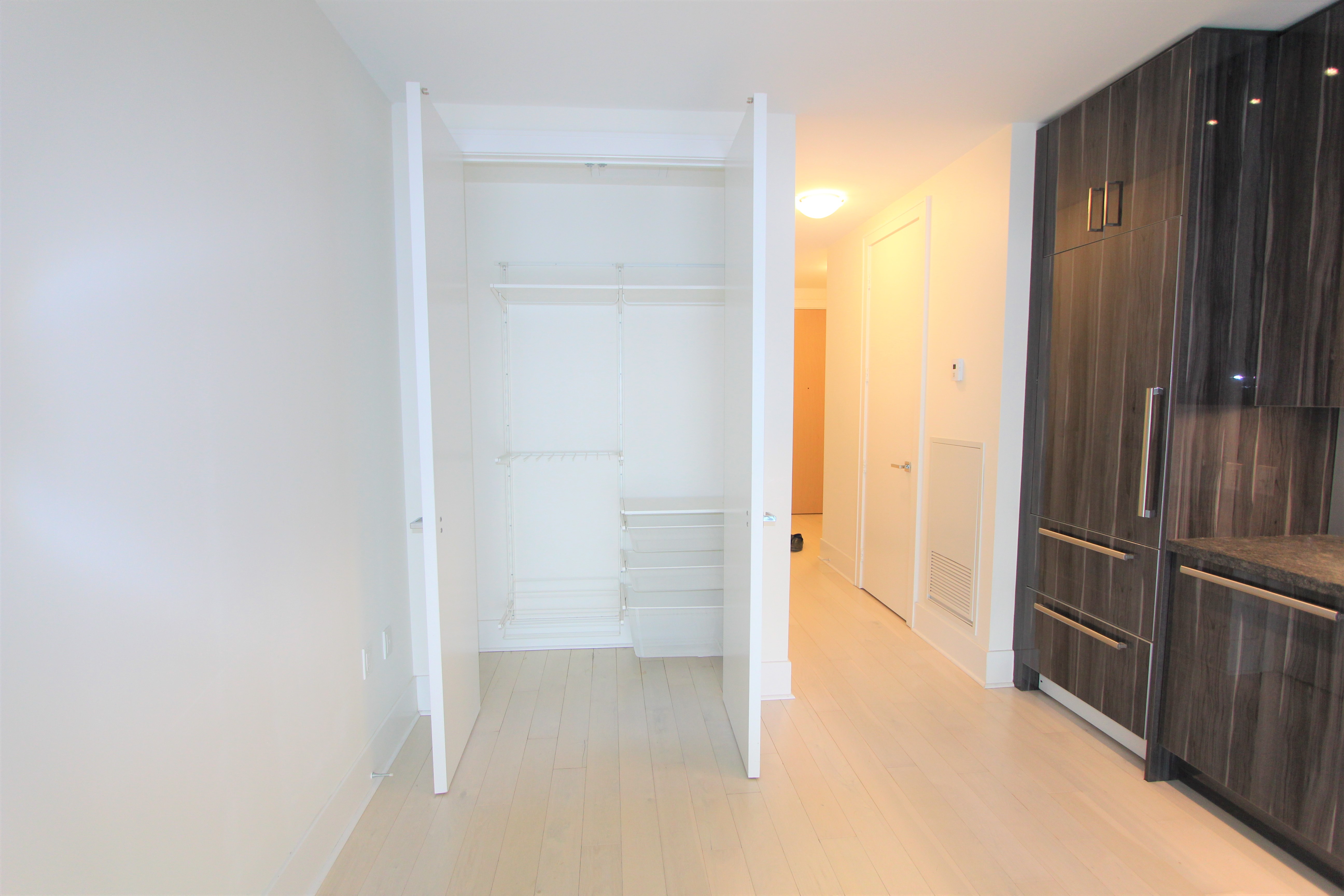Open-concept studio living and dining area